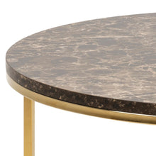 Load image into Gallery viewer, Alisma Round Coffee Table With Stylish Brown Marble Top And Gold Base 80cm
