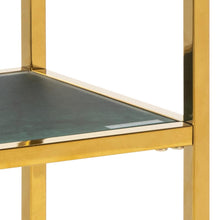 Load image into Gallery viewer, Gold Alisma Console Table With Green Marble Look Glass Top 79.5x26x80.5cm
