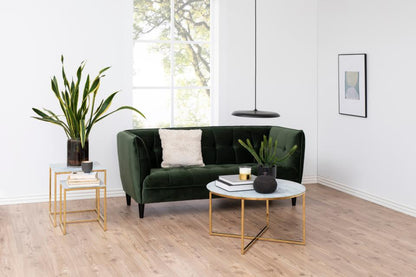 Alisma Coffee Table With White Marble Look Top And Gold Metal Frame 80cm