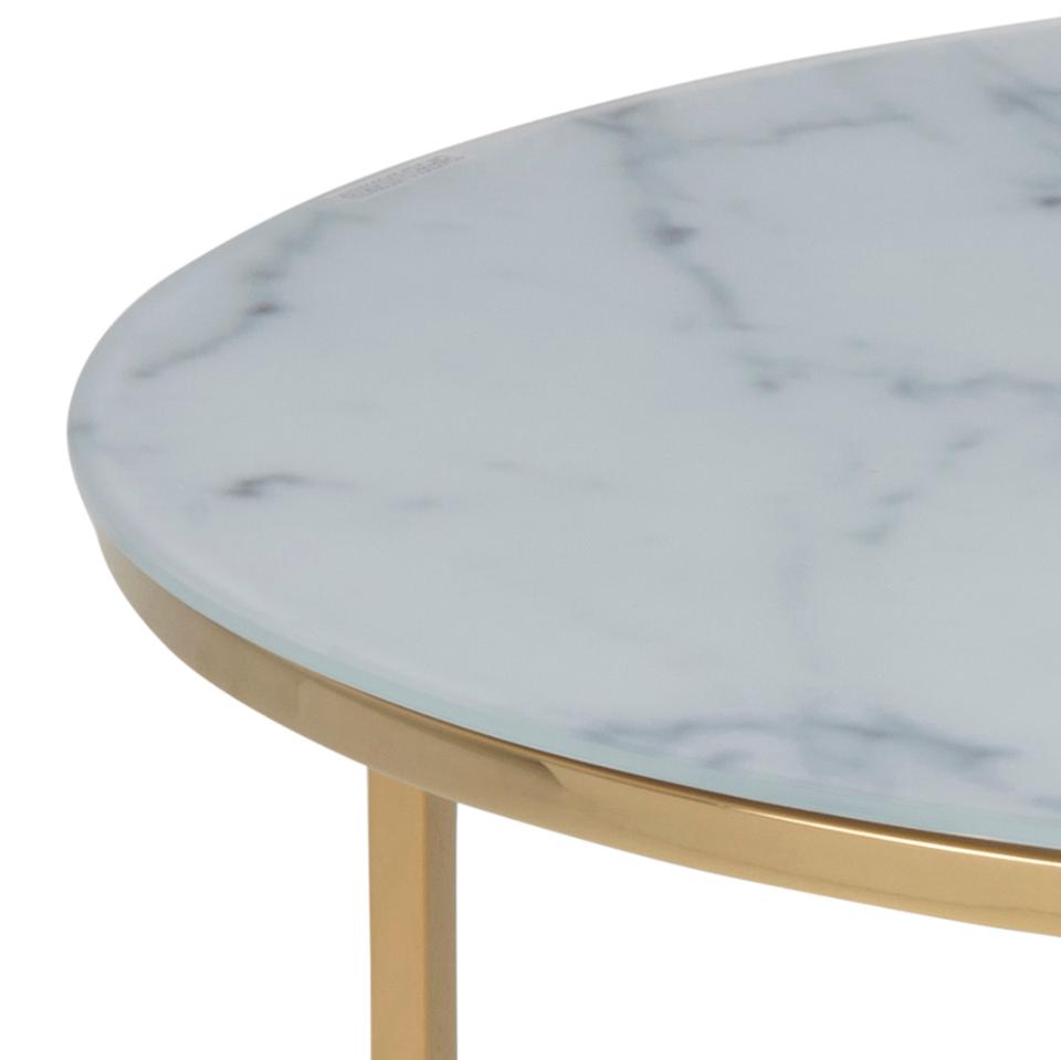 Alisma Coffee Table With White Marble Look Top And Gold Metal Frame 80cm