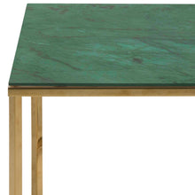Load image into Gallery viewer, Alisma Square Side Table With A Green Marble Glass Top And Gold Base 50cm
