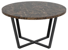 Load image into Gallery viewer, Amble Coffee Table In Brown Melamine Marble Finish And Metal Base 77cm

