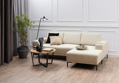 Amble Coffee Table In Brown Oak Melamine Finish And Metal Base 77cm