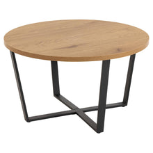 Load image into Gallery viewer, Amble Coffee Table In Brown Oak Melamine Finish And Metal Base 77cm
