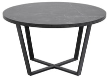 Load image into Gallery viewer, Amble Coffee Table In Black Melamine Marble Finish And Metal Base 77cm
