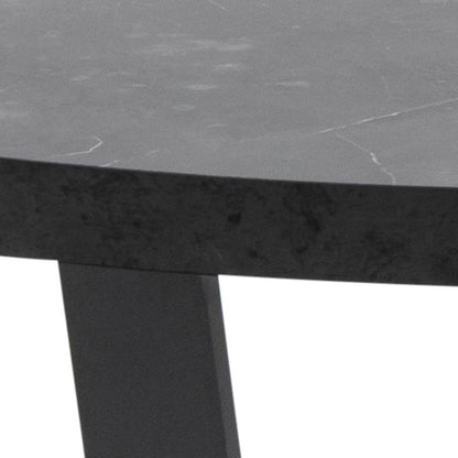 Amble Coffee Table In Black Melamine Marble Finish And Metal Base 77cm