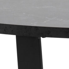 Load image into Gallery viewer, Amble Impressive Round Dining Table With A Black Melamine 110cm Marble Print Top And A Powder Coated Black Metal Solid Base
