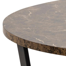 Load image into Gallery viewer, Amble Stylish Round Dining Table In Brown 110cm Melamine Marble Print Top And Powder Coated Black Metal Solid Base
