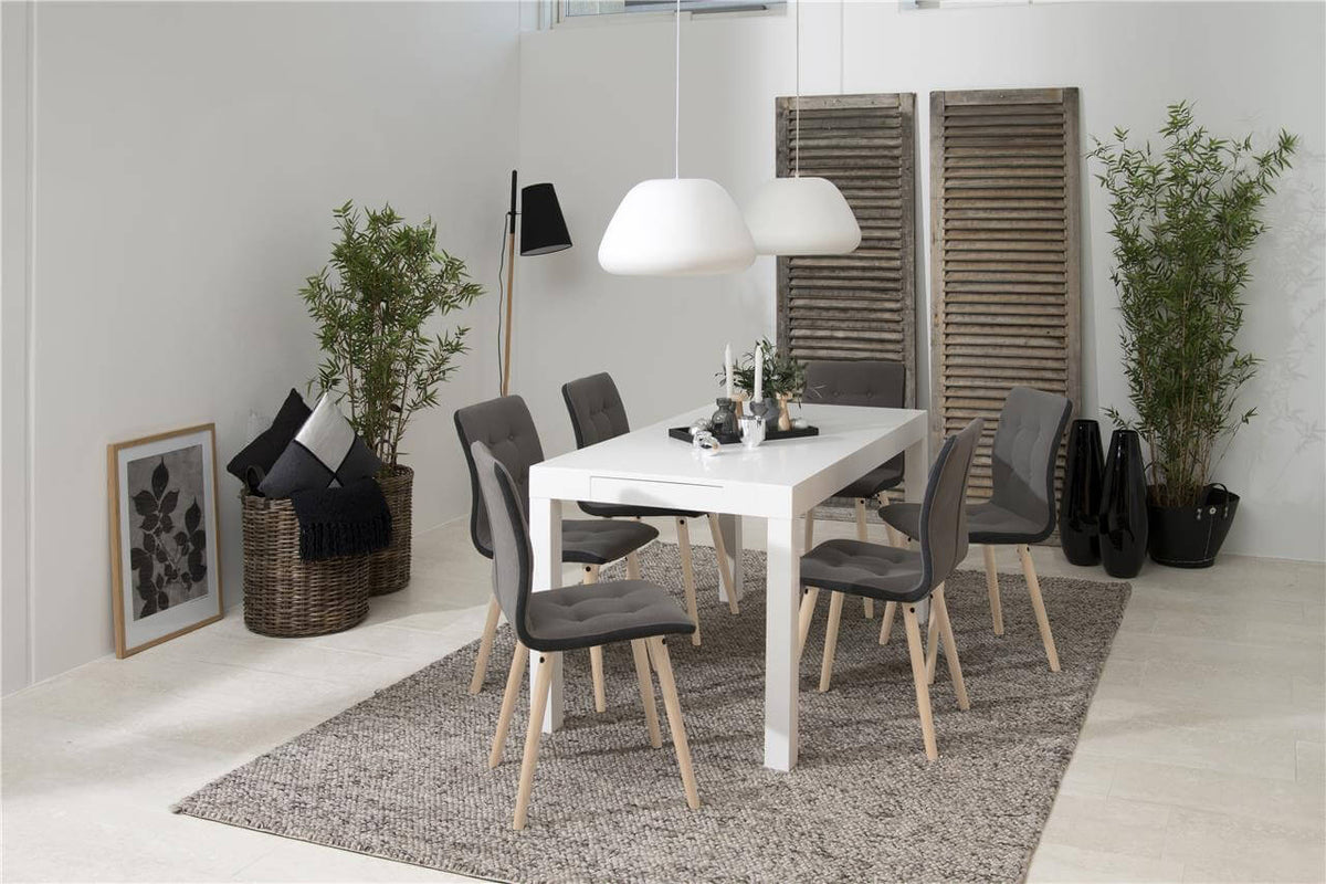 Angela White High Gloss Dining Table With Drawer, Quality Dining Furniture 150x80x76cm