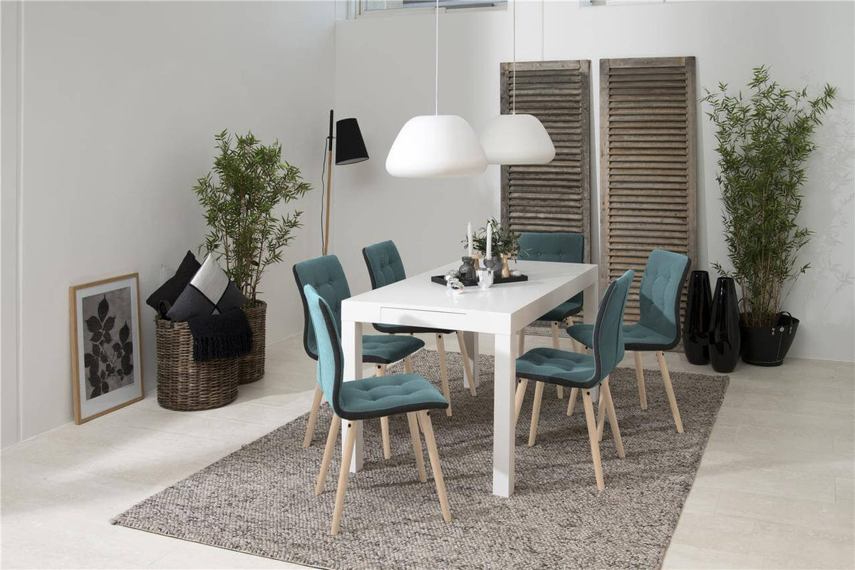 Angela White High Gloss Dining Table With Drawer, Quality Dining Furniture 150x80x76cm