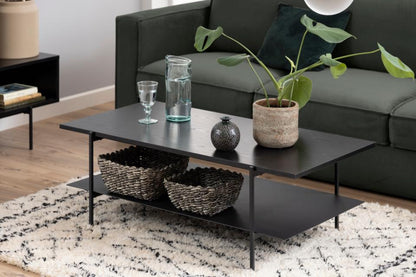 Angus Black Ash Melamine Coffee Table With Powder Coated Solid Metal Base
