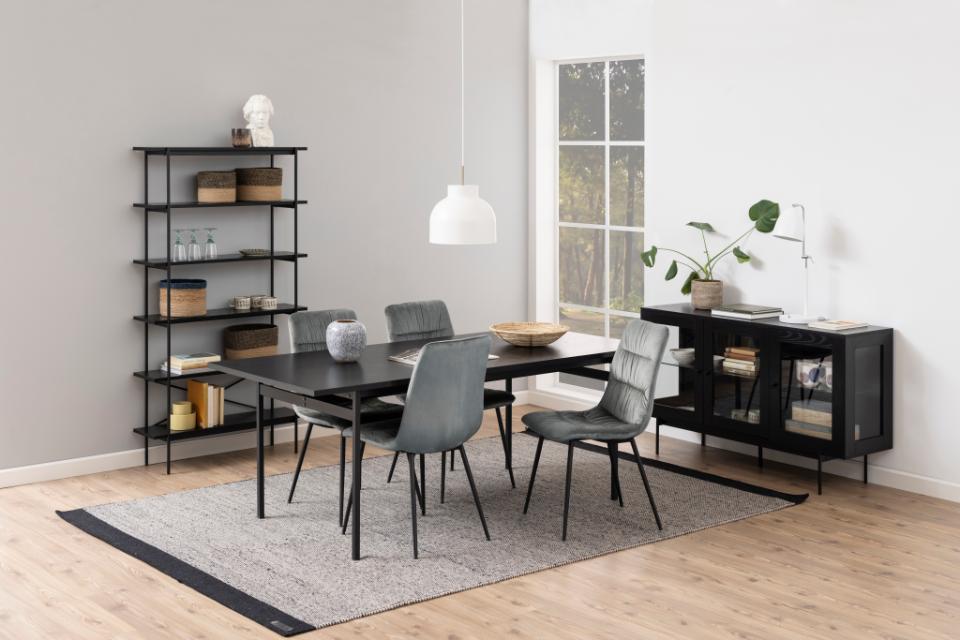 Angus Large Black Dining Table With Powder Coated Solid Metal Base 200cm Seats 8