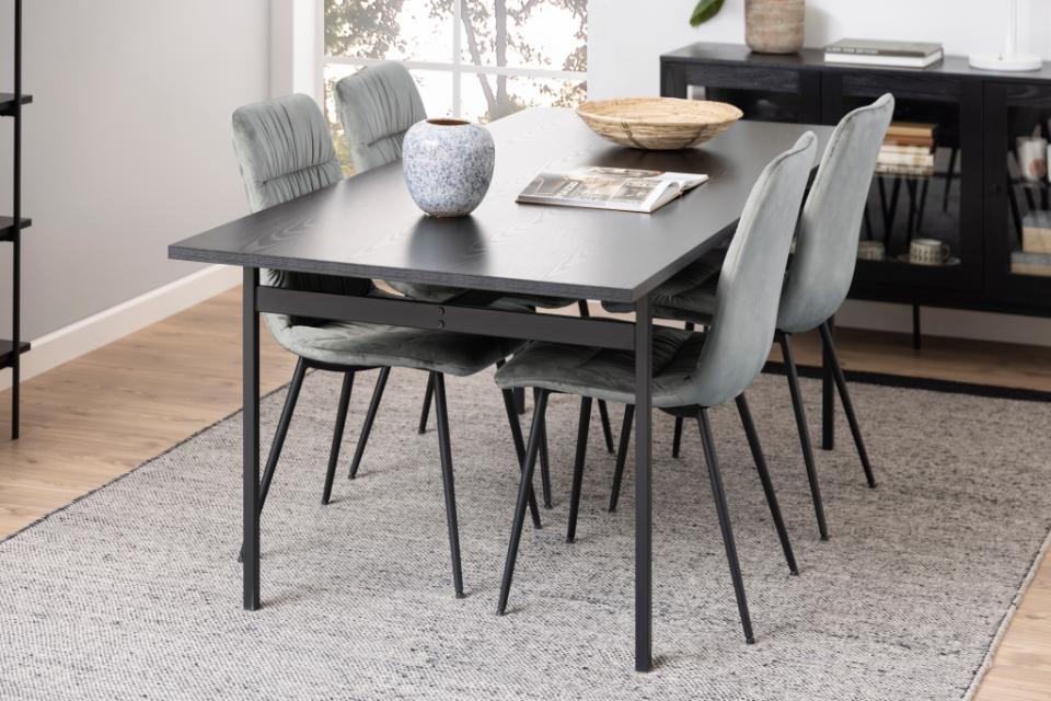 Angus Large Black Dining Table With Powder Coated Solid Metal Base 200cm Seats 8