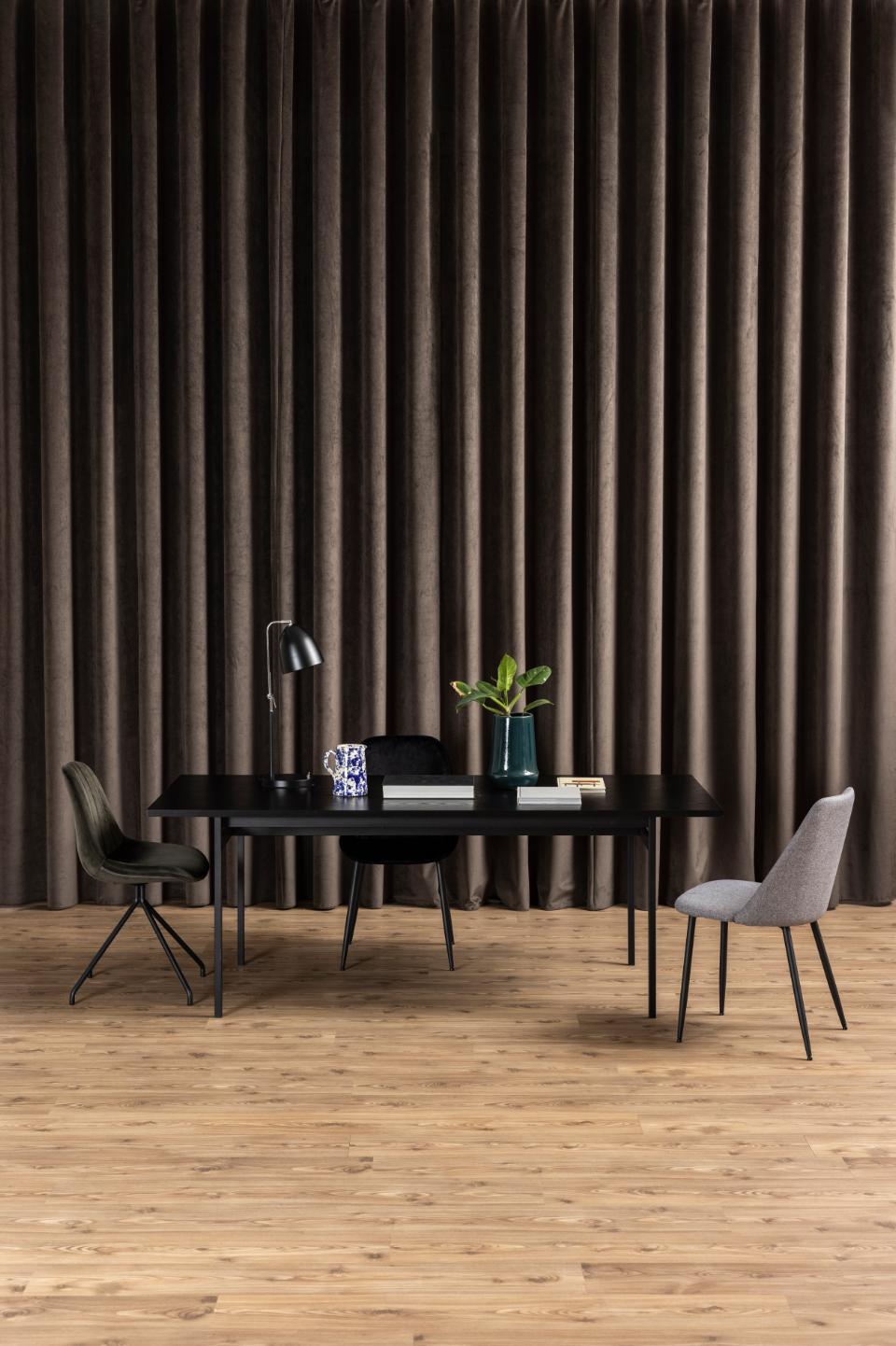 Angus Large Black Dining Table With Powder Coated Solid Metal Base 200cm Seats 8