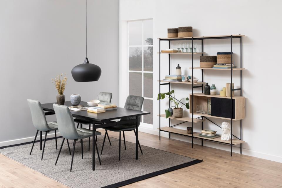 Angus Large Black Dining Table With Powder Coated Solid Metal Base 200cm Seats 8