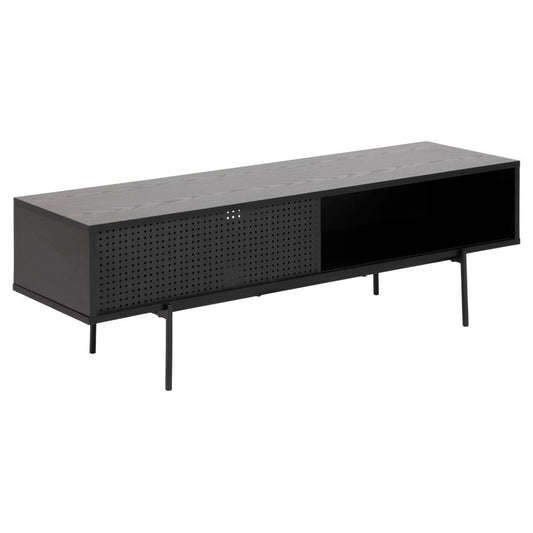 Angus TV Cabinet Unit With Sliding Door In Black 140x40x45cm