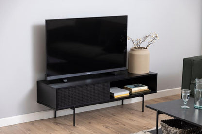 Angus TV Cabinet Unit With Sliding Door In Black 140x40x45cm