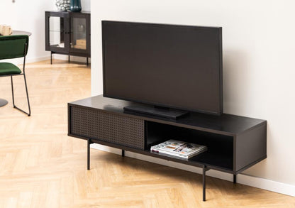 Angus TV Cabinet Unit With Sliding Door In Black 140x40x45cm