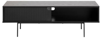 Angus TV Cabinet Unit With Sliding Door In Black 140x40x45cm