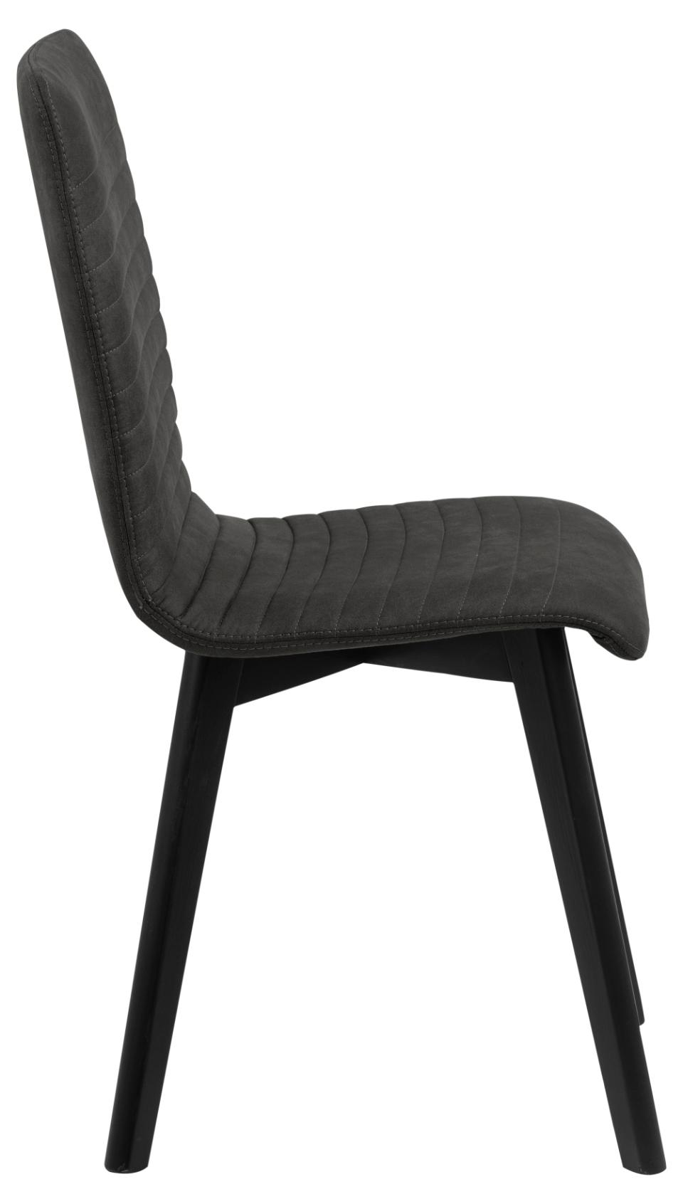 Arosa Designer Dining Chair In Stitched Fabric With Black Painted Oak Wood Legs, Set Of 2 Chairs