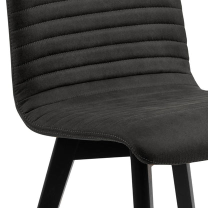 Arosa Designer Dining Chair In Stitched Fabric With Black Painted Oak Wood Legs, Set Of 2 Chairs