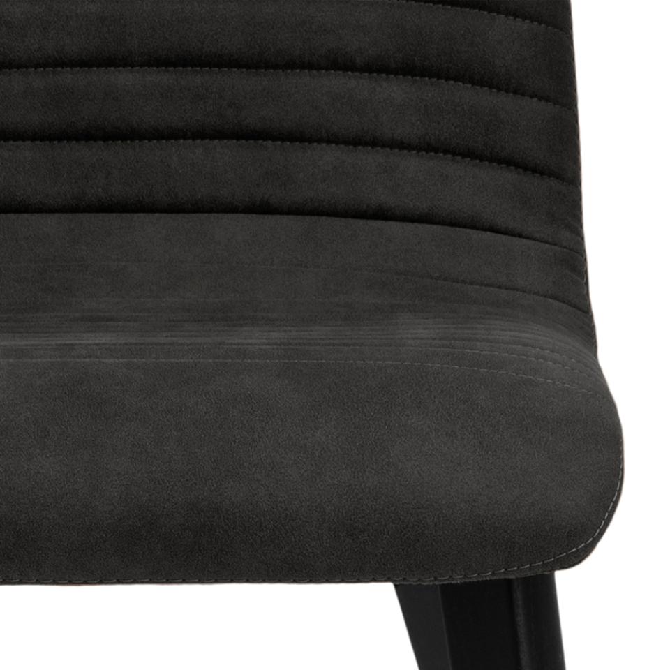 Arosa Designer Dining Chair In Stitched Fabric With Black Painted Oak Wood Legs, Set Of 2 Chairs