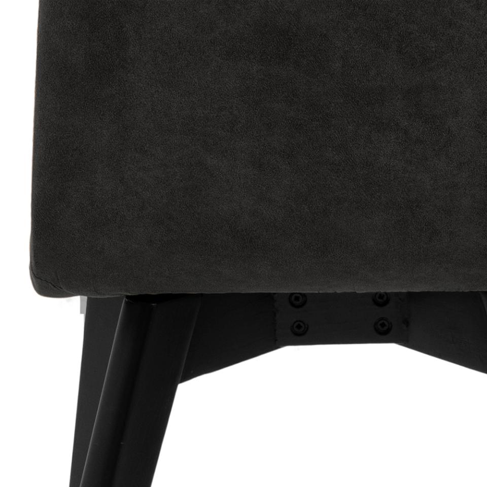 Arosa Designer Dining Chair In Stitched Fabric With Black Painted Oak Wood Legs, Set Of 2 Chairs
