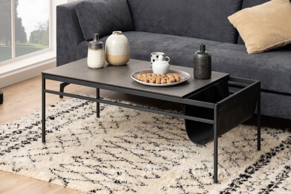 Atalaya Luxury Coffee Table With Pocket In Black Ceramic Or Solid White Marble 115cm