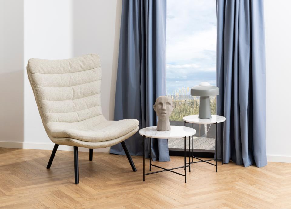 Avila Amour Round Side Table In White Marble With A Metal Base 42cm