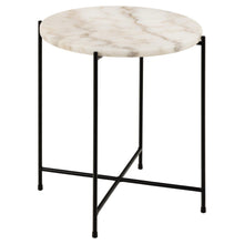 Load image into Gallery viewer, Avila Round Side Table In White Marble With A Metal Base 42cm
