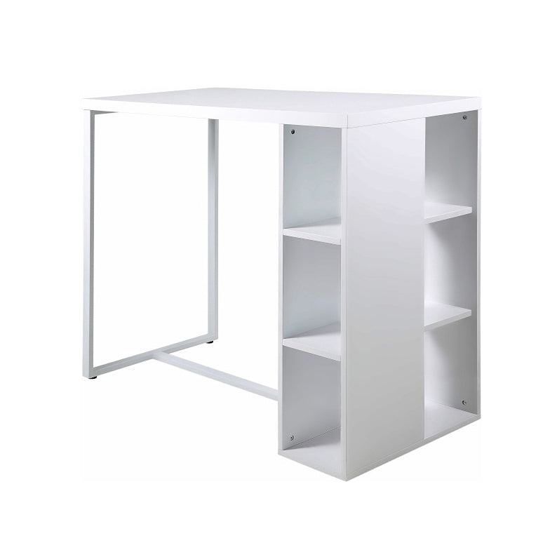 Avocet White High Gloss Bar Table With Shelves Storage, Home Bar Breakfast Table 120x105x60 cm