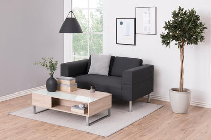 Azalea Storage Coffee Table With Lift Function In Stylish Sonoma Oak And White Glass