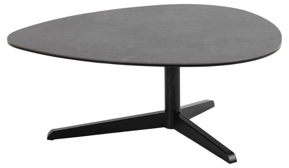 Barnsley Ceramic Black Coffee Table Plectrum Shape And Metal Base 84x77x34cm