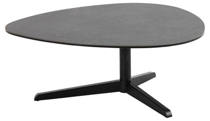 Barnsley Ceramic Black Coffee Table Plectrum Shape And Metal Base 84x77x34cm
