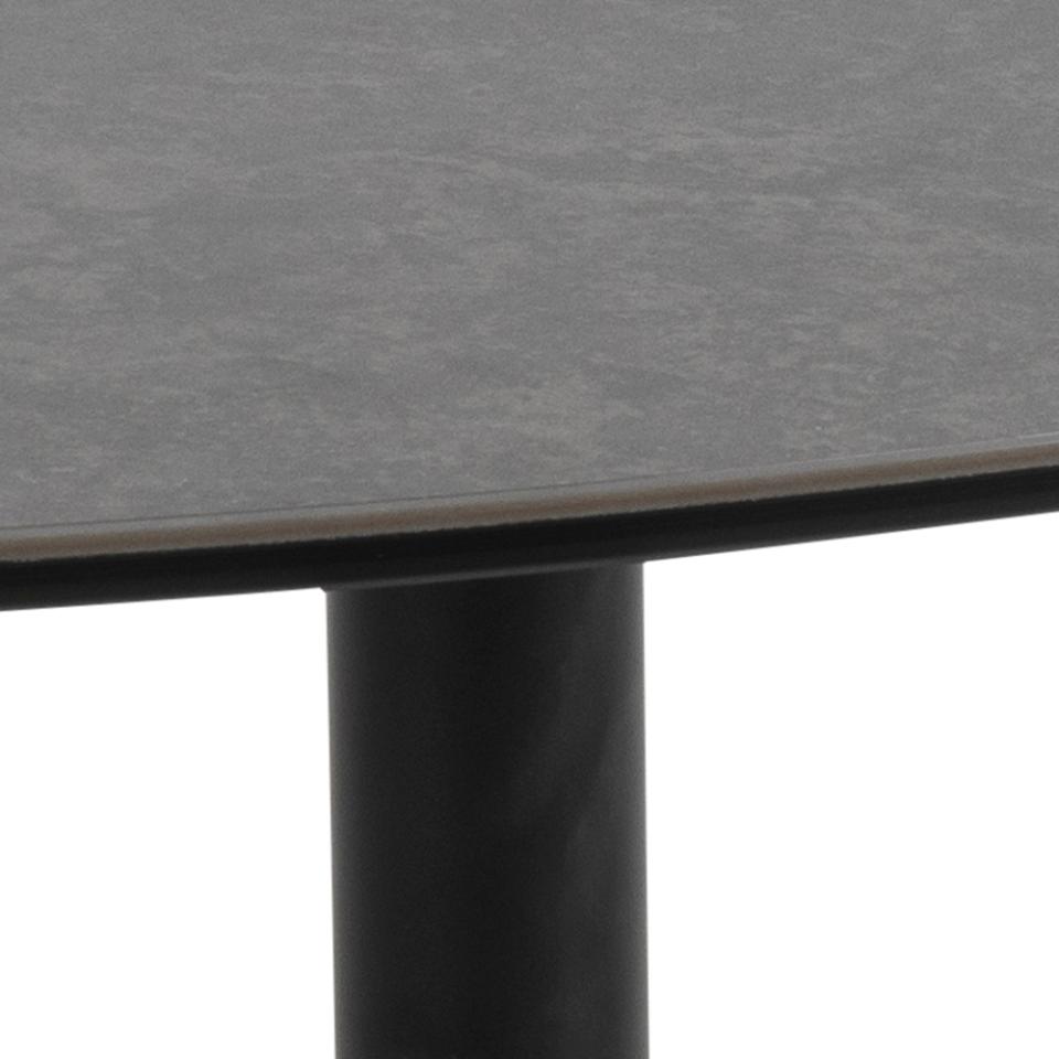 Barnsley Ceramic Black Coffee Table Plectrum Shape And Metal Base 84x77x34cm