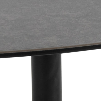 Barnsley Ceramic Black Coffee Table Plectrum Shape And Metal Base 84x77x34cm