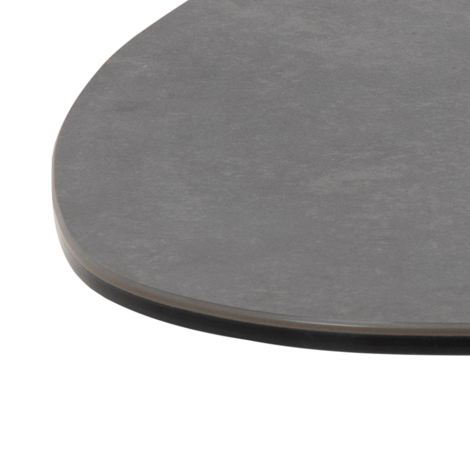 Barnsley Ceramic Black Coffee Table Plectrum Shape And Metal Base 84x77x34cm