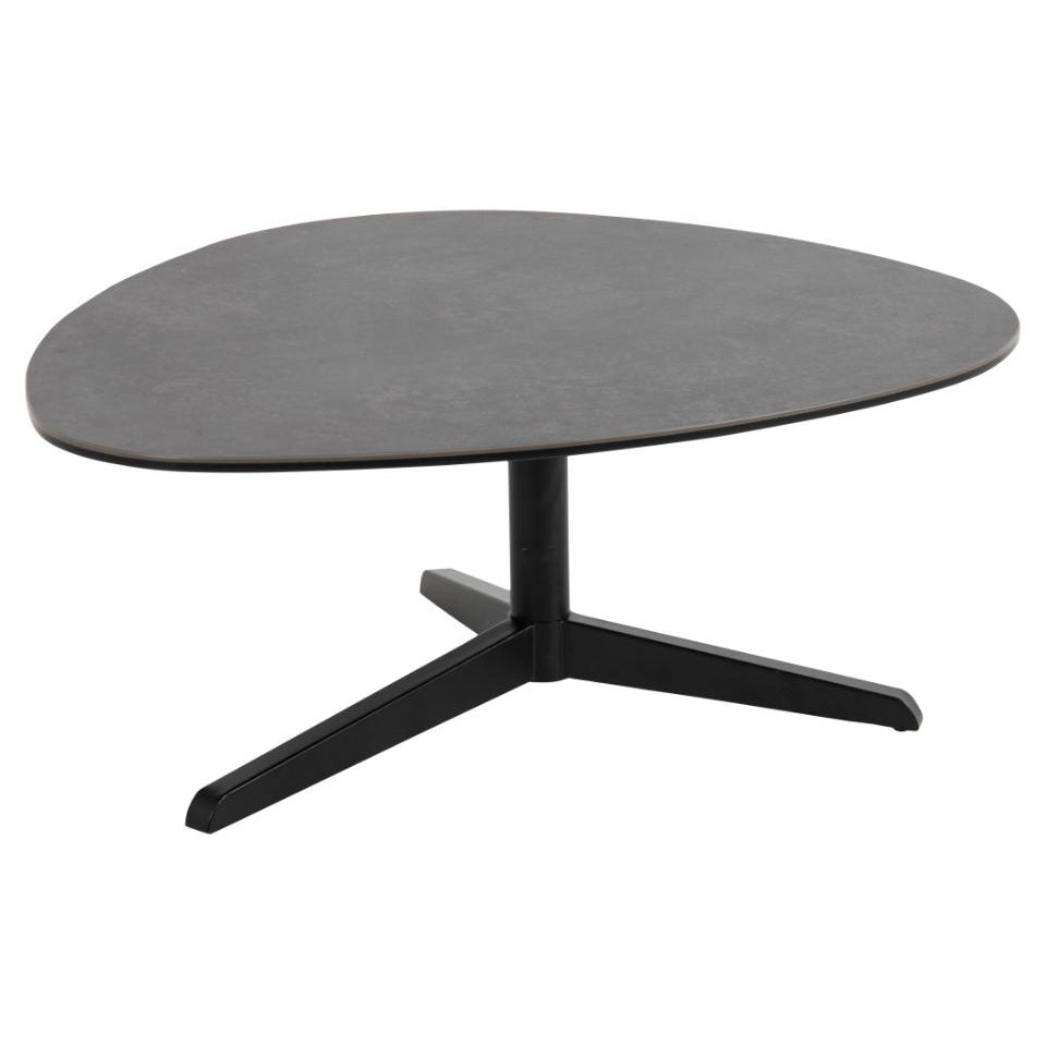 Barnsley Ceramic Black Coffee Table Plectrum Shape And Metal Base 84x77x34cm