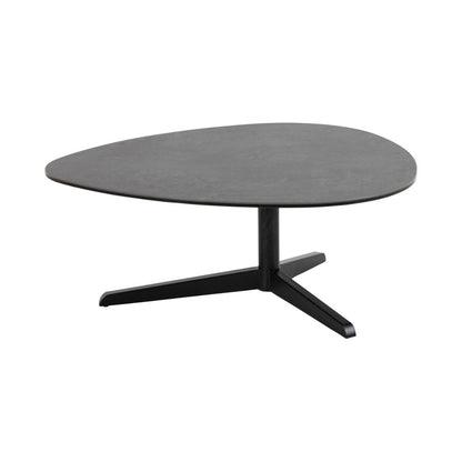 Barnsley Ceramic Black Coffee Table Plectrum Shape And Metal Base 84x77x34cm
