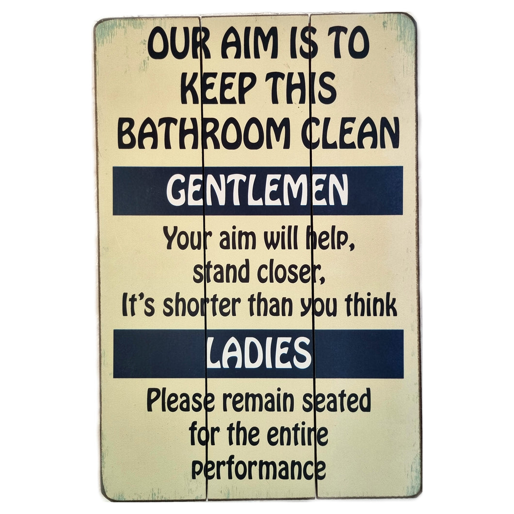Keep This Bathroom Clean Laminated Wooden Wall Art Home Sign Gift 45x30cm
