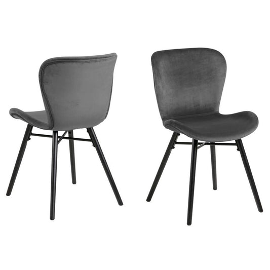 Batilda Grey Upholstered Fabric Dining Chair, Set Of 2