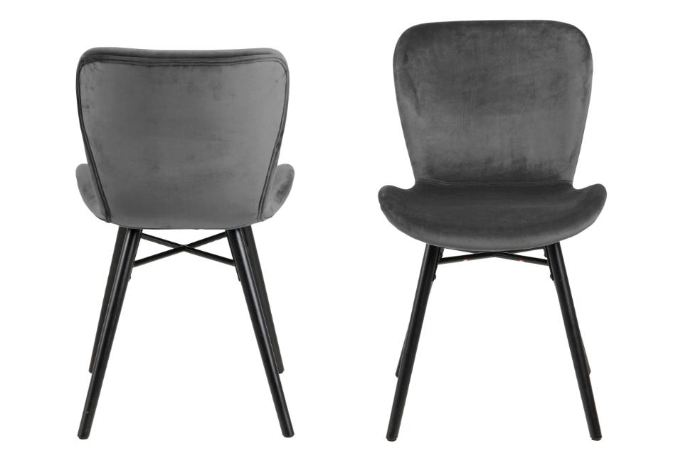 Batilda Grey Upholstered Fabric Dining Chair, Set Of 2