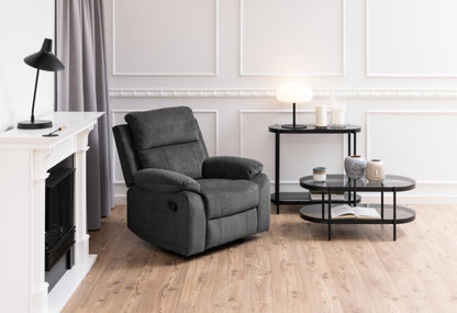 Bayonne Oval Coffee Table With Smoke Tempered Glass And Metal Base 95cm
