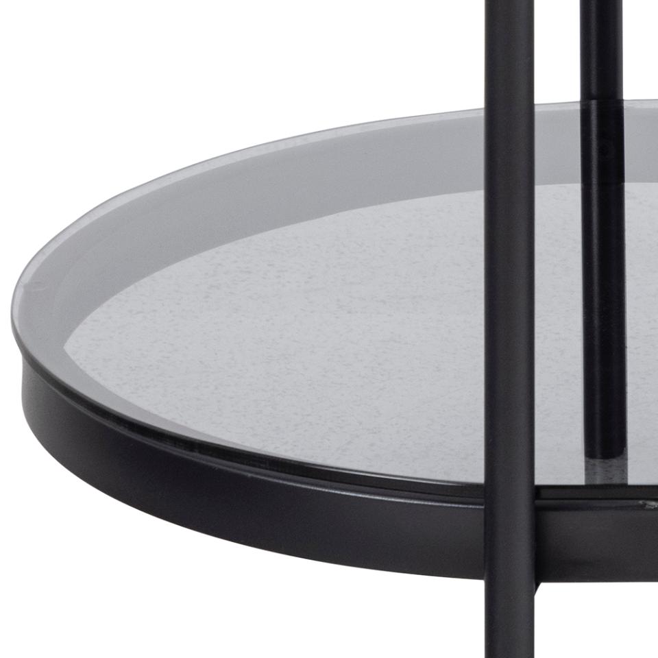 Bayonne Oval Coffee Table With Smoke Tempered Glass And Metal Base 95cm