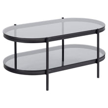 Load image into Gallery viewer, Bayonne Oval Coffee Table With Smoke Tempered Glass And Metal Base 95cm
