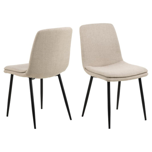 Becca Beige Fabric Dining Chair With Metal Legs, Set Of 4 Comfy Padded Chairs