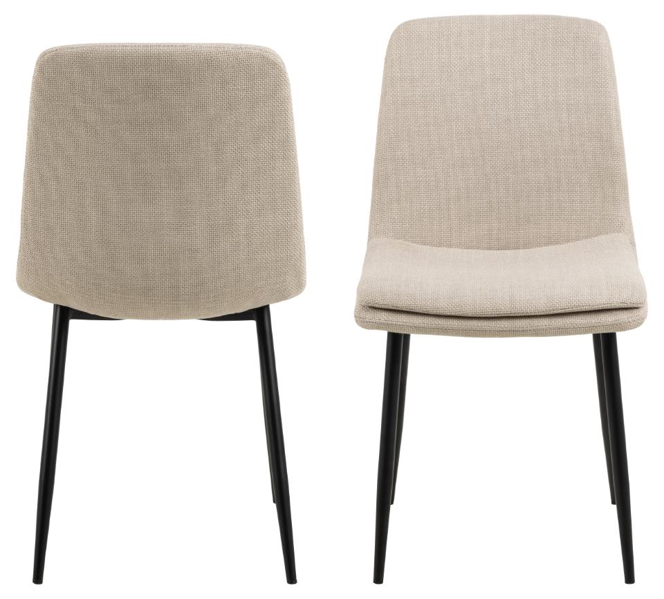 Becca Beige Fabric Dining Chair With Metal Legs, Set Of 4 Comfy Padded Chairs
