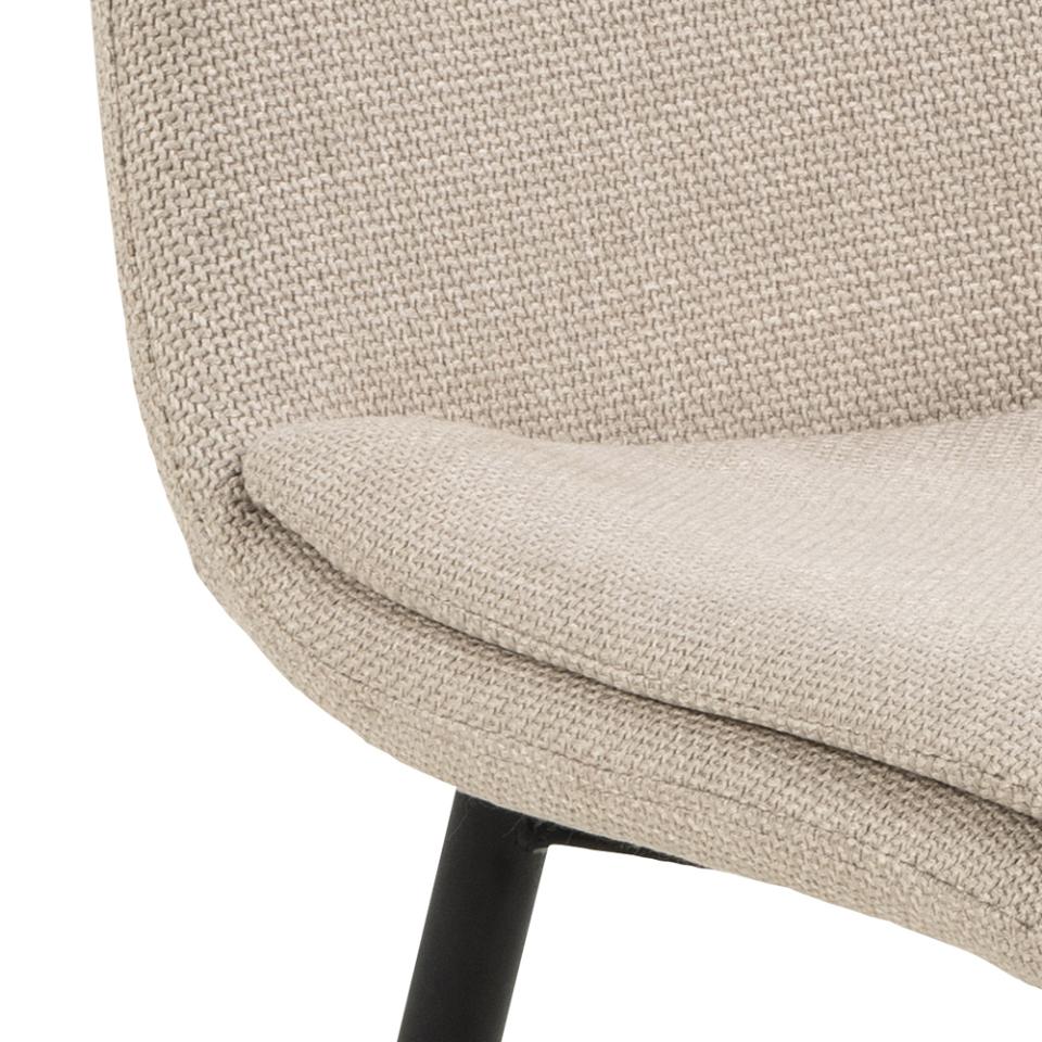 Becca Beige Fabric Dining Chair With Metal Legs, Set Of 4 Comfy Padded Chairs