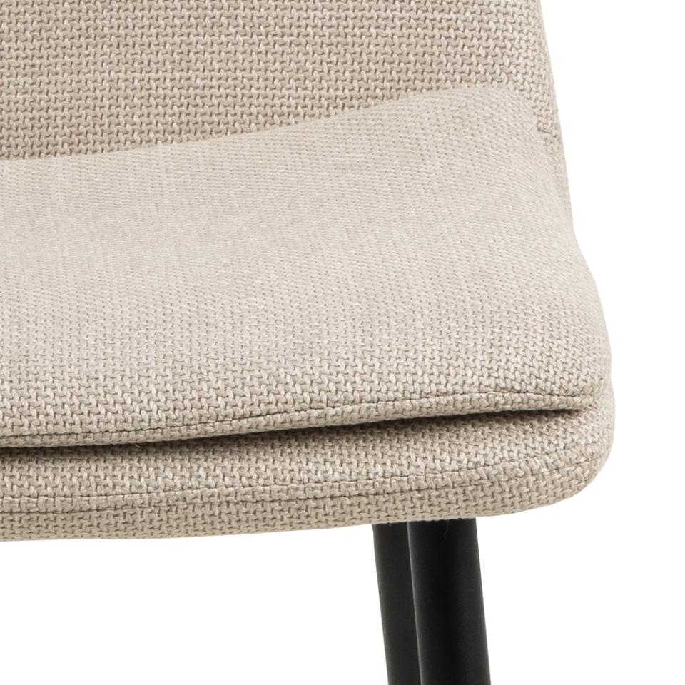 Becca Beige Fabric Dining Chair With Metal Legs, Set Of 4 Comfy Padded Chairs