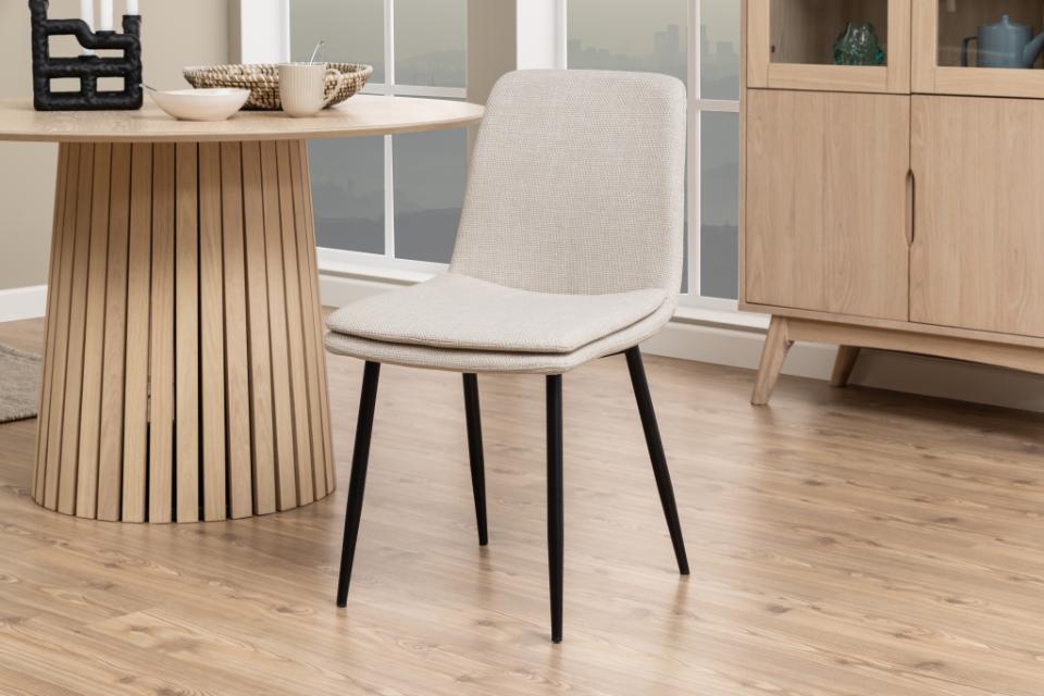 Becca Beige Fabric Dining Chair With Metal Legs, Set Of 4 Comfy Padded Chairs